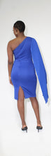 Load image into Gallery viewer, Crystal One Shoulder Dress in Blue
